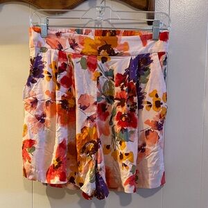 H&M Women's High Waist Floral Shorts - Red, Purple, Orange